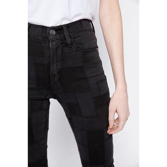 NWT Frame Le High Skinny Laser Patchwork Black Women’s Size 34 - Picture 2 of 13